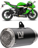 Exhaust Tip Without Sound Certification Lv Corsa S Steel Black Stainless Steel End Cap - Leovince Compatible With Kawasaki Zx 6R Ninja (2019-2020)