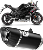 Exhaust Tip Without Sound Certification Lv-14 R Steel Black Carbon Fiber End Cap - Leovince Compatible With Kawasaki Ninja 1100 Sx Tourer (2025-2026)