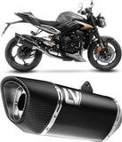 Complete Exhaust System Without Catalytic Converter And Without Sound Certification Lv-14 R Steel Black Carbon Fiber End Cap - Leovince Compatible With Triumph Street Triple 765 R - Rs (2023-2024)