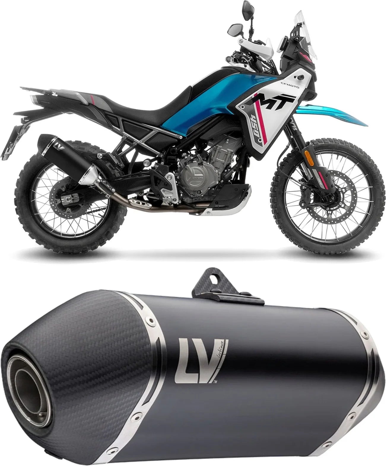 Exhaust Tip Without Sound Certification Lv-14 Steel Black Carbon Fiber End Cap - Leovince Compatible With Cfmoto Ibex 450 (2025-2026)