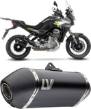 Exhaust Tip Without Sound Certification Lv-14 Steel Black Carbon Fiber End Cap - Leovince Compatible With Moto Guzzi Stelvio (2024-2026)