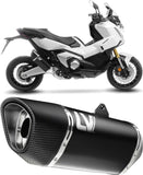 Exhaust Tip Without Sound Certification Lv-14 R Steel Black Carbon Fiber End Cap - Leovince Compatible With Honda Forza 750 (2021-2024)
