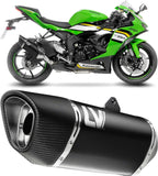 Exhaust Tip Without Sound Certification Lv-14 R Steel Black Carbon Fiber End Cap - Leovince Compatible With Kawasaki Zx 6R Ninja (2019-2020)