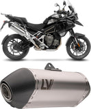 Exhaust Tip Without Sound Certification Lv-14 Stainless Steel Carbon Fiber End Cap - Leovince Compatible With Triumph Tiger 1200 Gt Explorer (2025-2026)