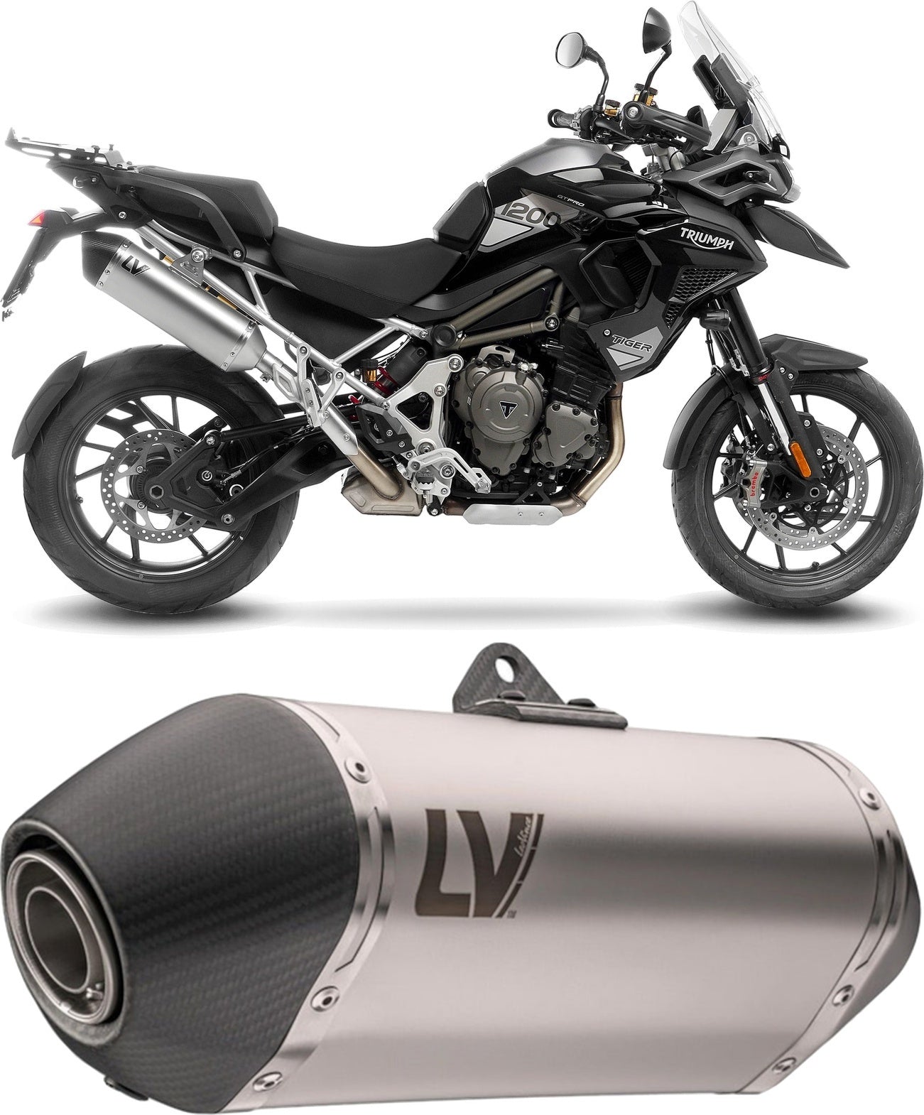 Exhaust Tip Without Sound Certification Lv-14 Stainless Steel Carbon Fiber End Cap - Leovince Compatible With Triumph Tiger 1200 Gt Pro (2025-2026)