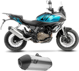 Exhaust Tip Without Sound Certification Lv-14 Stainless Steel Carbon Fiber End Cap - Leovince Compatible With Qj Motor Srt 600 Sx (2024-2026)