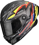 Full-Face Motorcycle Helmet Scorpion Exo Exo-Race Air Ultra Tct / Carbon Matt Black Red Yellow Move On Size M