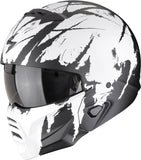 Full-Face Motorcycle Helmet Scorpion Exo Exo-Combat Ii Polycarbonate Matt Black White Marauder Size L
