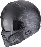 Full-Face Motorcycle Helmet Scorpion Exo Exo-Combat Ii Polycarbonate Matt Black Silver Spiderweb Size Xl