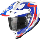 Full-Face Motorcycle Helmet Scorpion Exo Adf-9000 Air Ultra Tct White Blue Red Patrol Size L