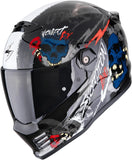 Full-Face Motorcycle Helmet Scorpion Exo Covert Fx Ultra Tct Black Grey Red Skullz Size Xl