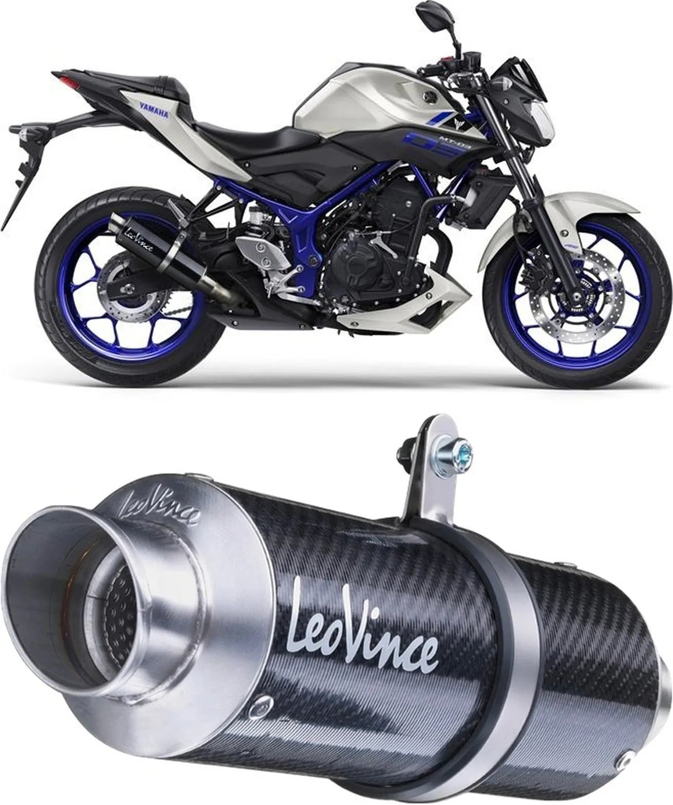 Complete Exhaust System Without Catalytic Converter And Without Sound Certification Gp Corsa Carbon Fiber - Leovince Compatible With Yamaha Mt-03 (2020)
