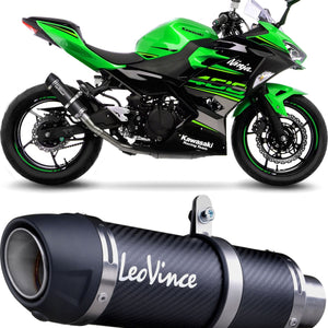 Exhaust Tip Without Sound Certification Gp Corsa Evo Carbon Fiber - Leovince Compatible With Kawasaki Ninja 500 - Se (2024-2026)