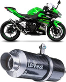 Exhaust Tip Without Sound Certification Gp Corsa Carbon Fiber - Leovince Compatible With Kawasaki Z 400 (2022-2023)