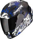 Full-Face Motorcycle Helmet Scorpion Exo Exo-491 Polycarbonate Matt Black Blue Spector Size Xxl