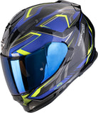 Full-Face Motorcycle Helmet Scorpion Exo Exo-491 Polycarbonate Black Blue Zumo Size L