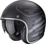 Urban Motorcycle Helmet Scorpion Exo Belfast Evo Ultra Tct Matt Black Silver Dawg Size S