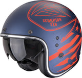 Urban Motorcycle Helmet Scorpion Exo Belfast Evo Ultra Tct Matt Blue Red Dawg Size Xs