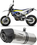 Exhaust Tip Without Sound Certification Lv-10 Steel Full Black Steel Black End Cap - Leovince Compatible With Ducati Scrambler 800 Icon (2015-2016)