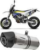 Exhaust Tip Without Sound Certification Lv One Evo Stainless Steel Carbon Fiber End Cap - Leovince Compatible With Honda Integra 700 - Dct (2014-2015)