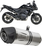Exhaust Tip Without Sound Certification Lv One Evo Stainless Steel Carbon Fiber End Cap - Leovince Compatible With Honda Vfr 1200 X Crosstourer Dct (2012-2015)