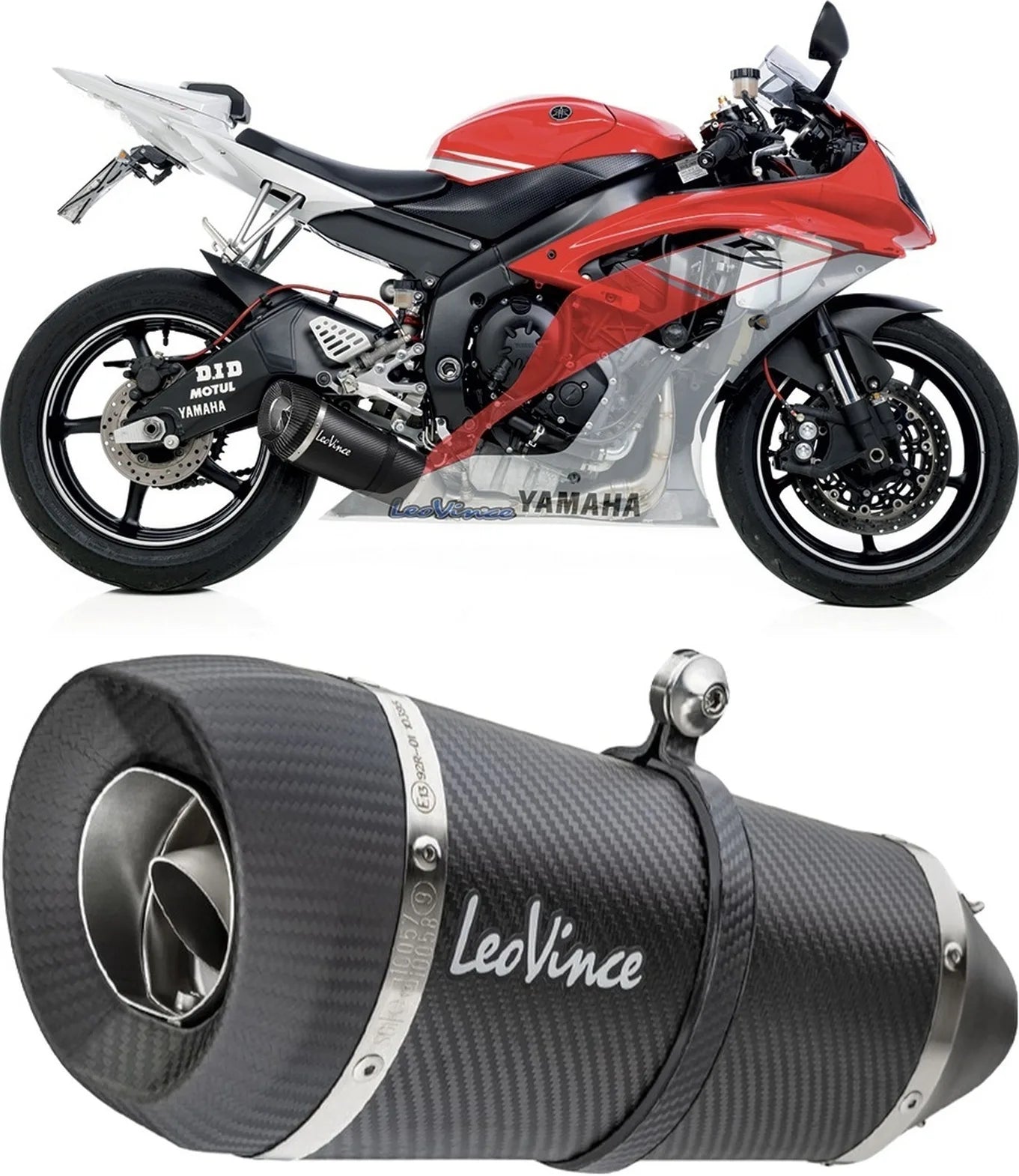 Complete Exhaust System Without Catalytic Converter And Without Sound Certification Factory S Carbon Fiber Carbon Fiber End Cap - Leovince Compatible With Yamaha Yzf-R6 (2006-2021)