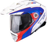 Full-Face Motorcycle Helmet Scorpion Exo Adx-2 Polycarbonate White Red Blue Kamps Size S
