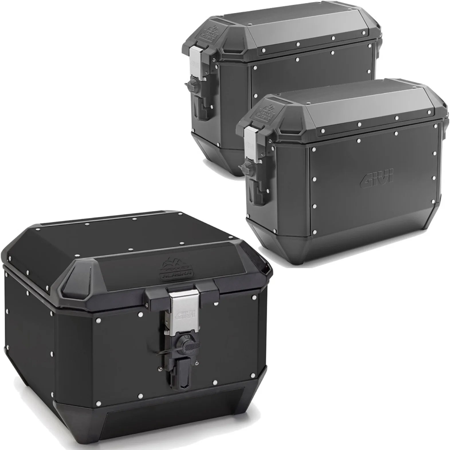 Trekker Alaska Aluminium Black Top Case + Side Cases - 116 Lt Trekker Alaska Aluminium - Givi Compatible With Benelli Trk 702 X (2023-2024)