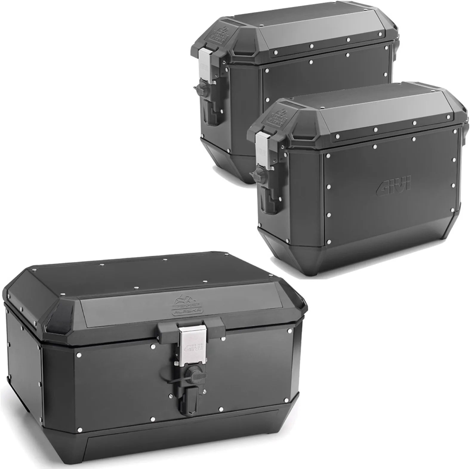 Trekker Alaska Aluminium Black Top Case + Side Cases - 128 Lt Trekker Alaska Aluminium - Givi Compatible With Benelli Trk 702 (2023-2024)