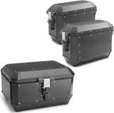 Trekker Alaska Aluminium Black Top Case + Side Cases - 128 Lt Trekker Alaska Aluminium - Givi Compatible With Triumph Bonneville T100 (2017-2022)