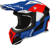 Off-Road Motorcycle Helmet Airoh Aviator Ace 2 - Av22S18 Composite Carbon Blue Red Gloss Shield Size S