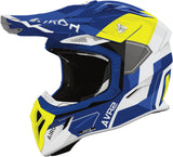 Off-Road Motorcycle Helmet Airoh Aviator Ace 2 - Av22S31 Composite Carbon Blue Yellow Gloss Shield Size M
