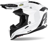 Off-Road Motorcycle Helmet Airoh Aviator 3 - Av314 Hpc Carbon Gloss White Color Size Xs