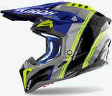 Off-Road Motorcycle Helmet Airoh Aviator 3 - Av3H18 Hpc Carbon Gloss Blue Hima Size Xl