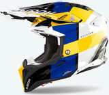 Off-Road Motorcycle Helmet Airoh Aviator 3 - Av3M18 Hpc Carbon Blue Yellow Glossy Monarch Size L