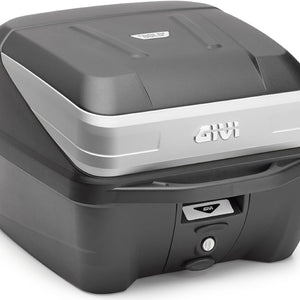 Monolock Silver Top Case - 32 Lt Technopolymer - Givi Compatible With Piaggio Fly 50 - 100 - 125 - 150 (2004-2017)