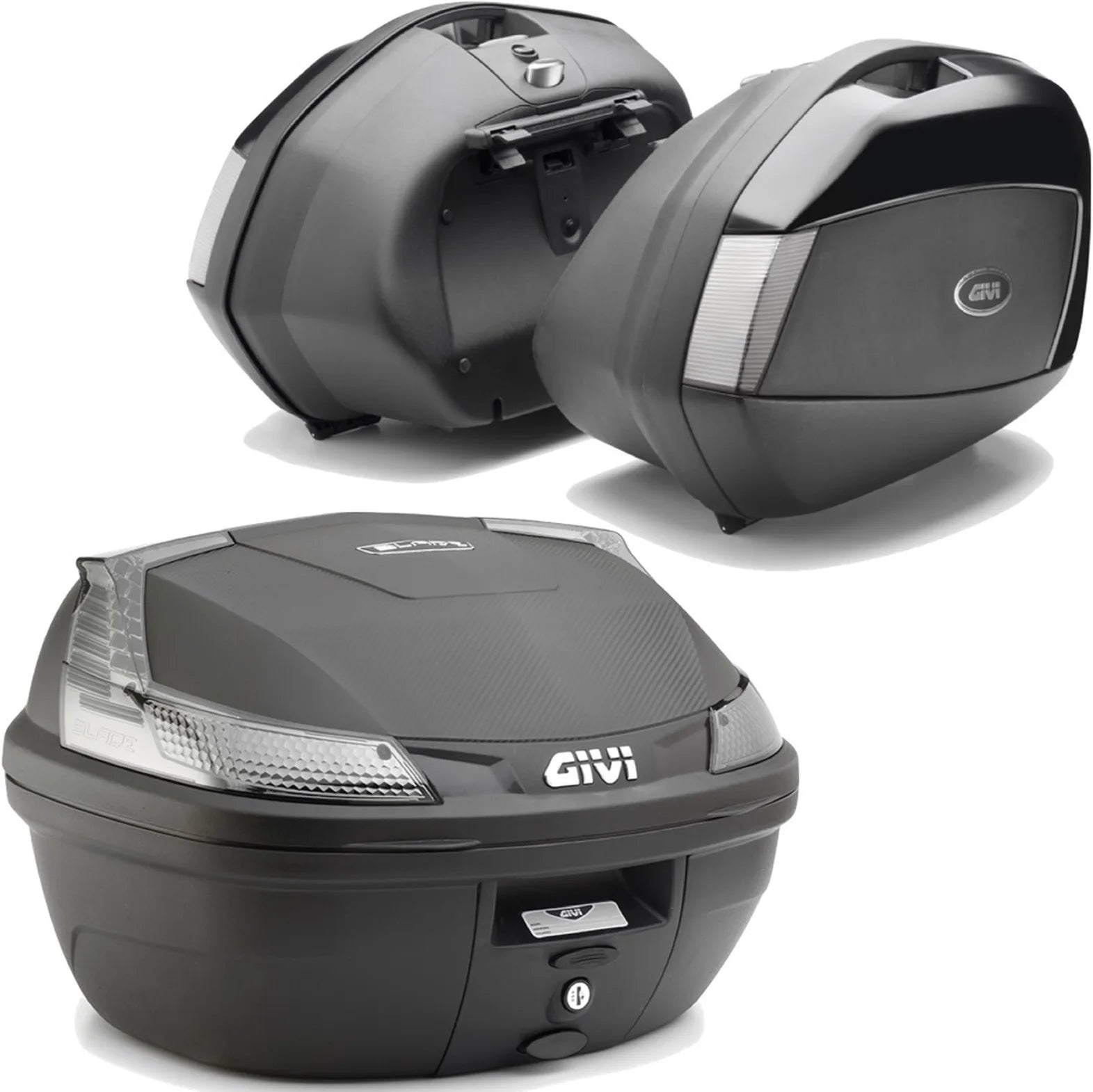 Blade Black Tech Top Case + Side Cases - 107 Lt Blade Technopolymer - Givi Compatible With Moto Guzzi V 100 Mandello 1000 (2022-2024)