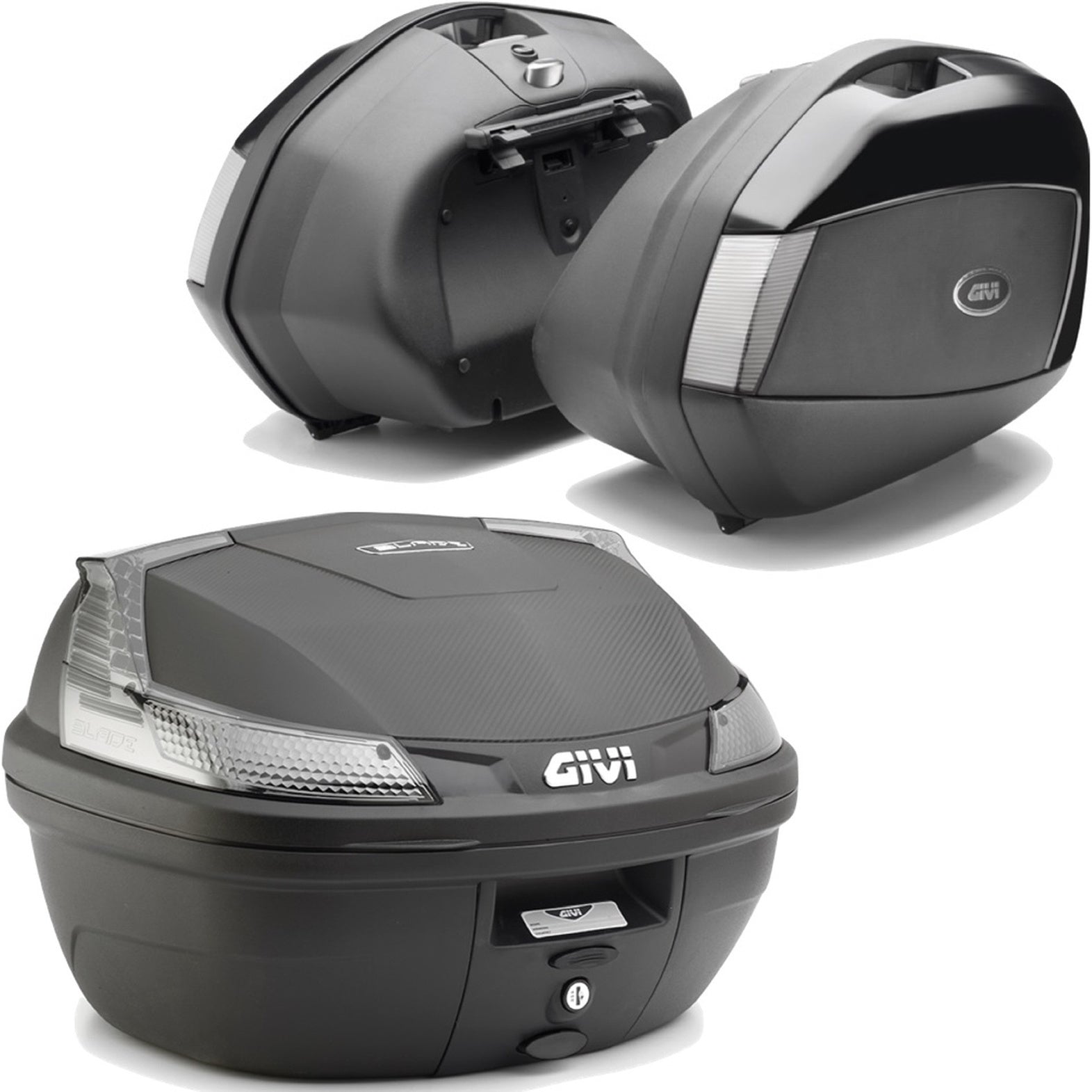 Blade Black Tech Top Case + Side Cases - 107 Lt Blade Technopolymer - Givi Compatible With Moto Guzzi V 100 Mandello 1000 (2022-2024)