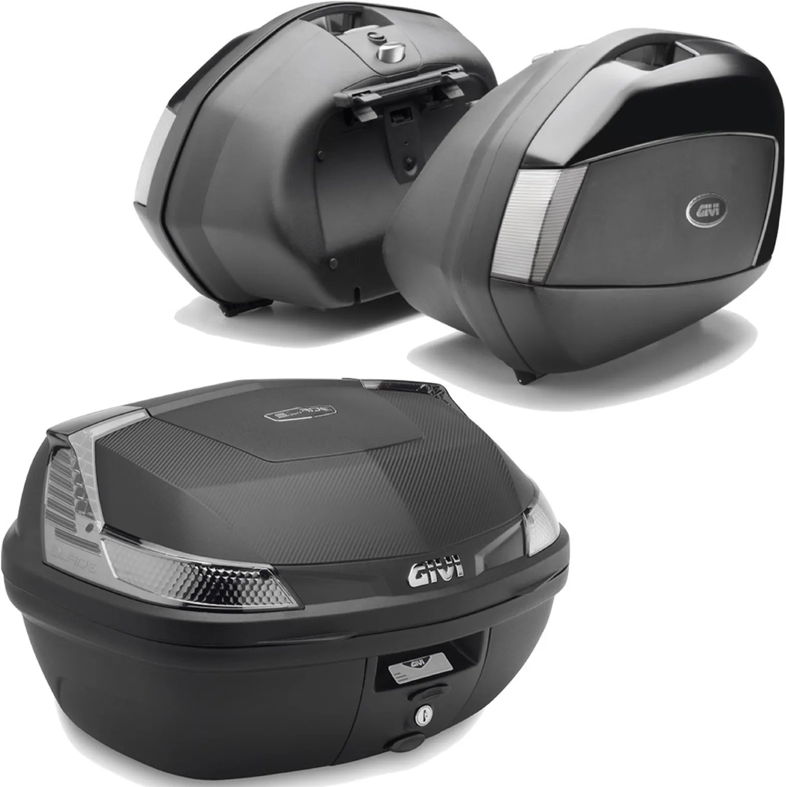 Blade Black Tech Top Case + Side Cases - 117 Lt Blade Technopolymer - Givi Compatible With Moto Guzzi V 100 Mandello 1000 (2022-2024)