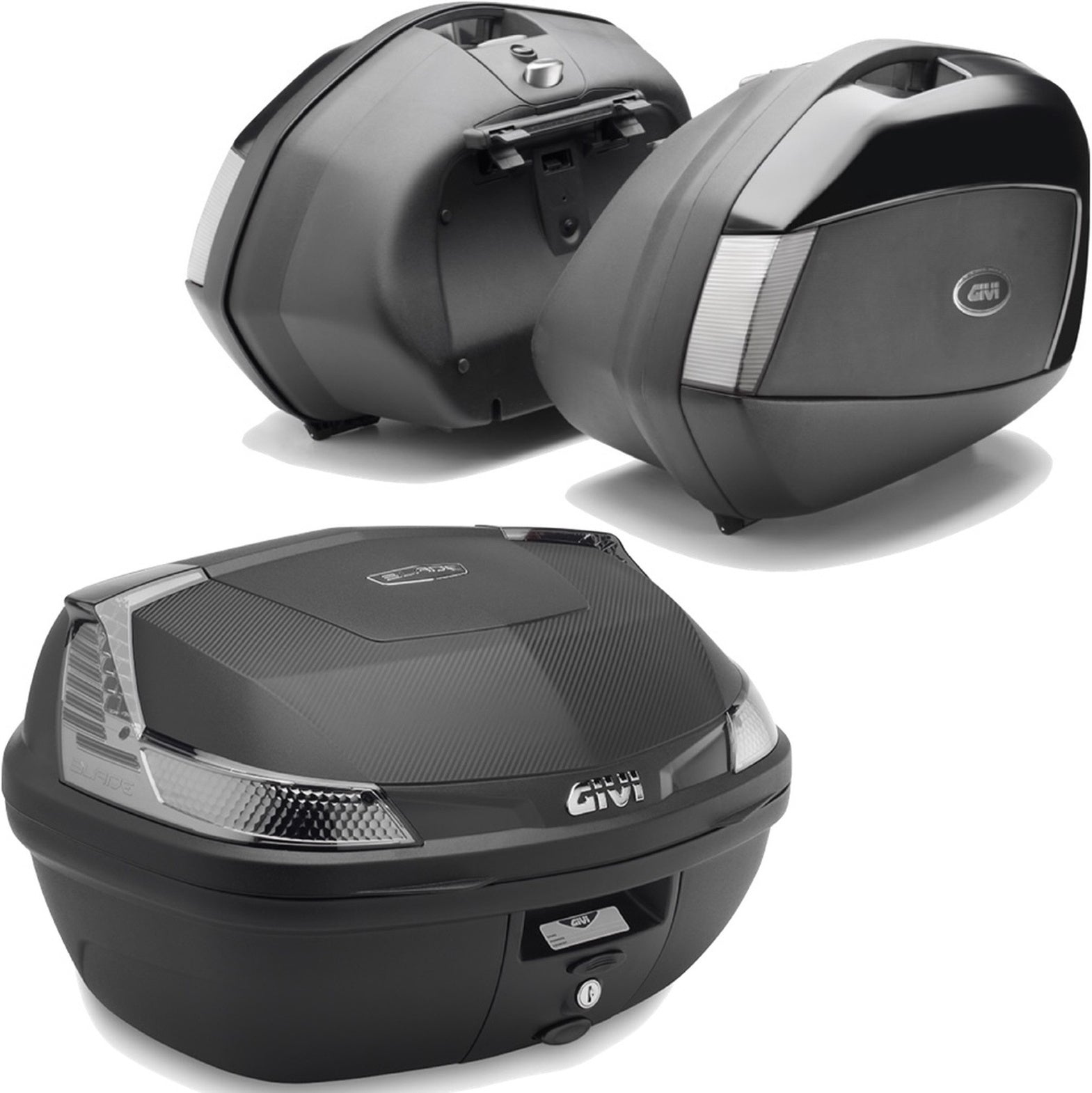 Blade Black Tech Top Case + Side Cases - 117 Lt Blade Technopolymer - Givi Compatible With Moto Guzzi V 100 Mandello 1000 (2022-2024)