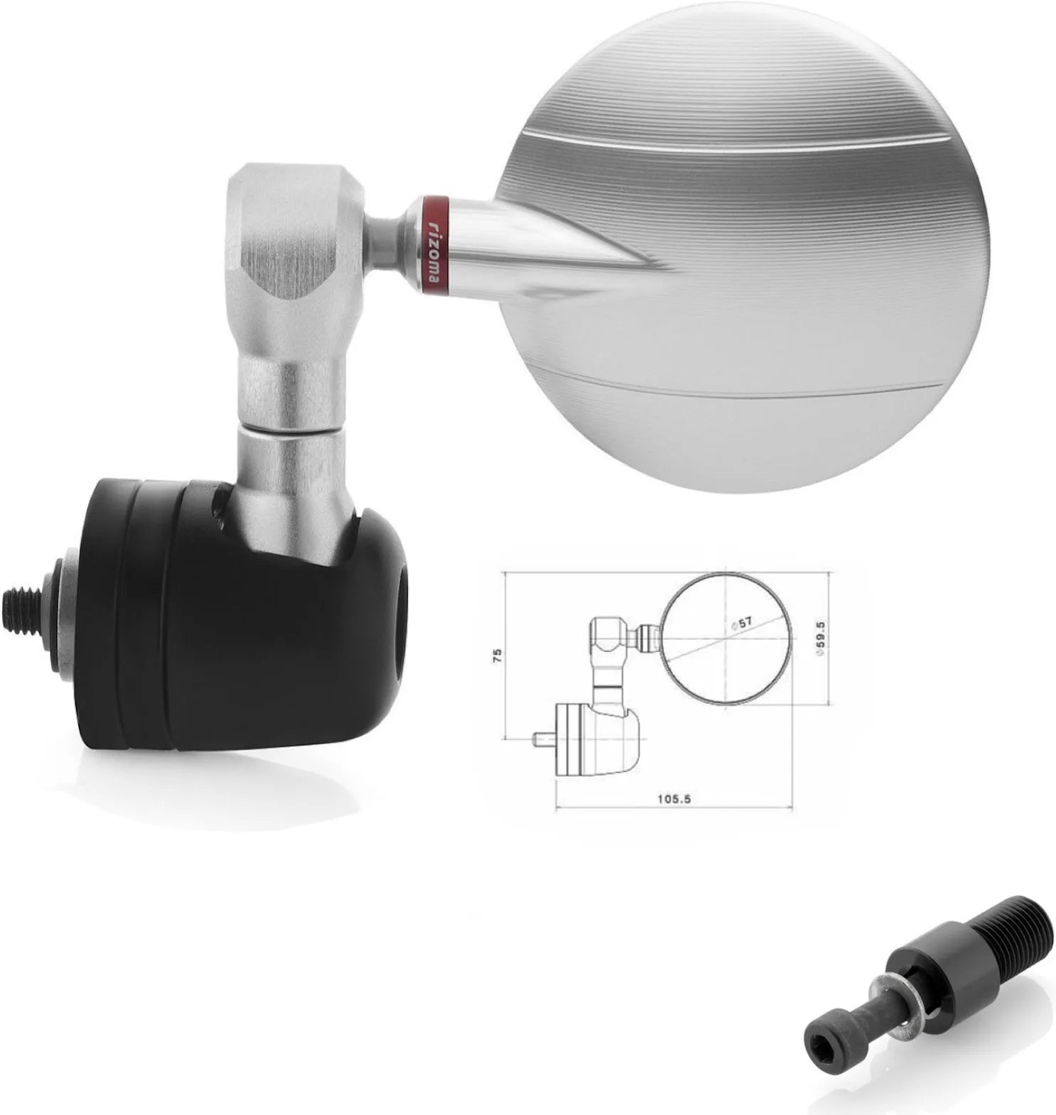 Mirror End Mount Left Spy-R Ø57 - Rizoma Compatible With Yamaha Mt-07 (2014-2021)