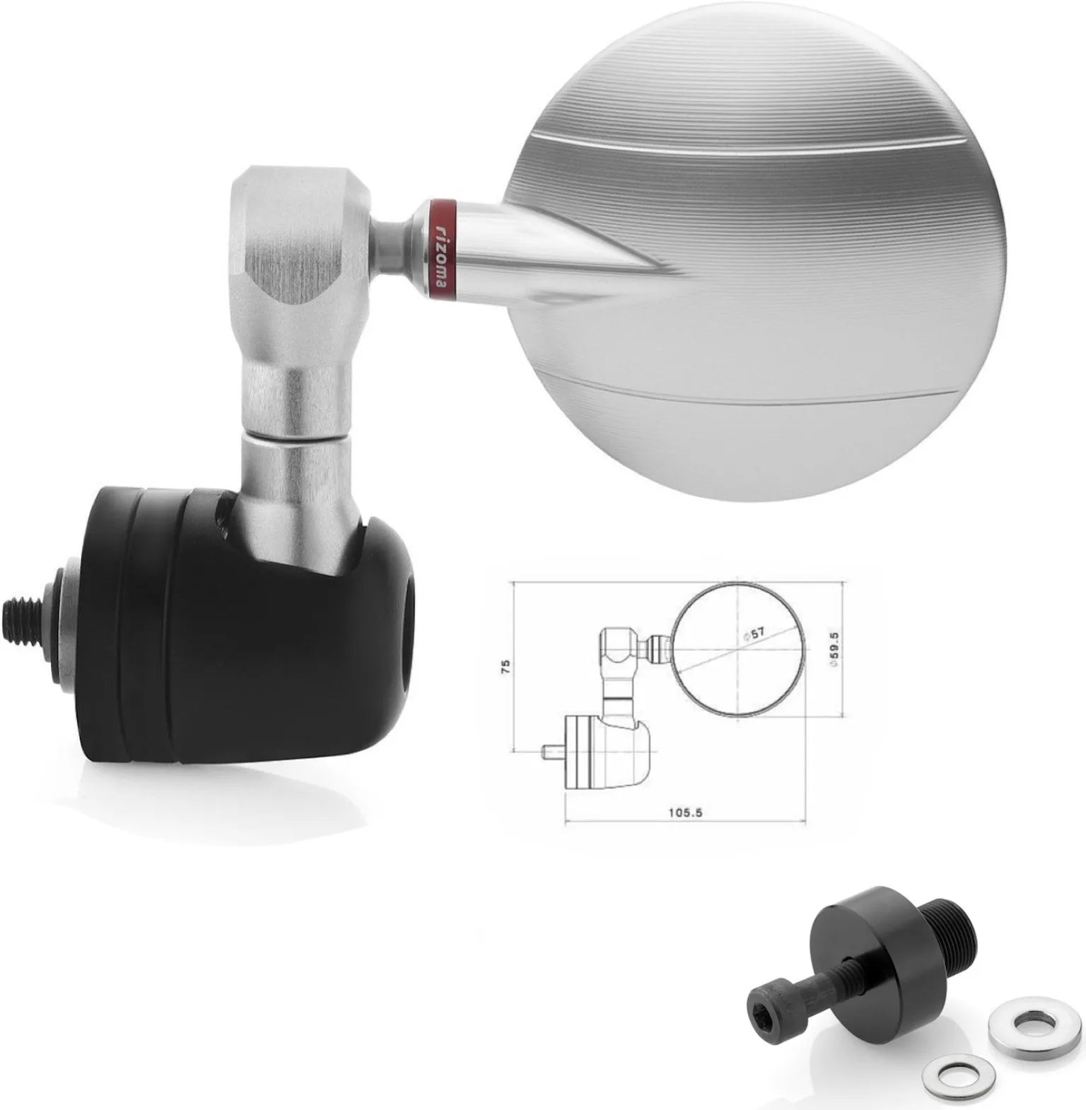 Mirror End Mount Left Spy-R Ø57 - Rizoma Compatible With Kawasaki Z 800 (2012-2016)