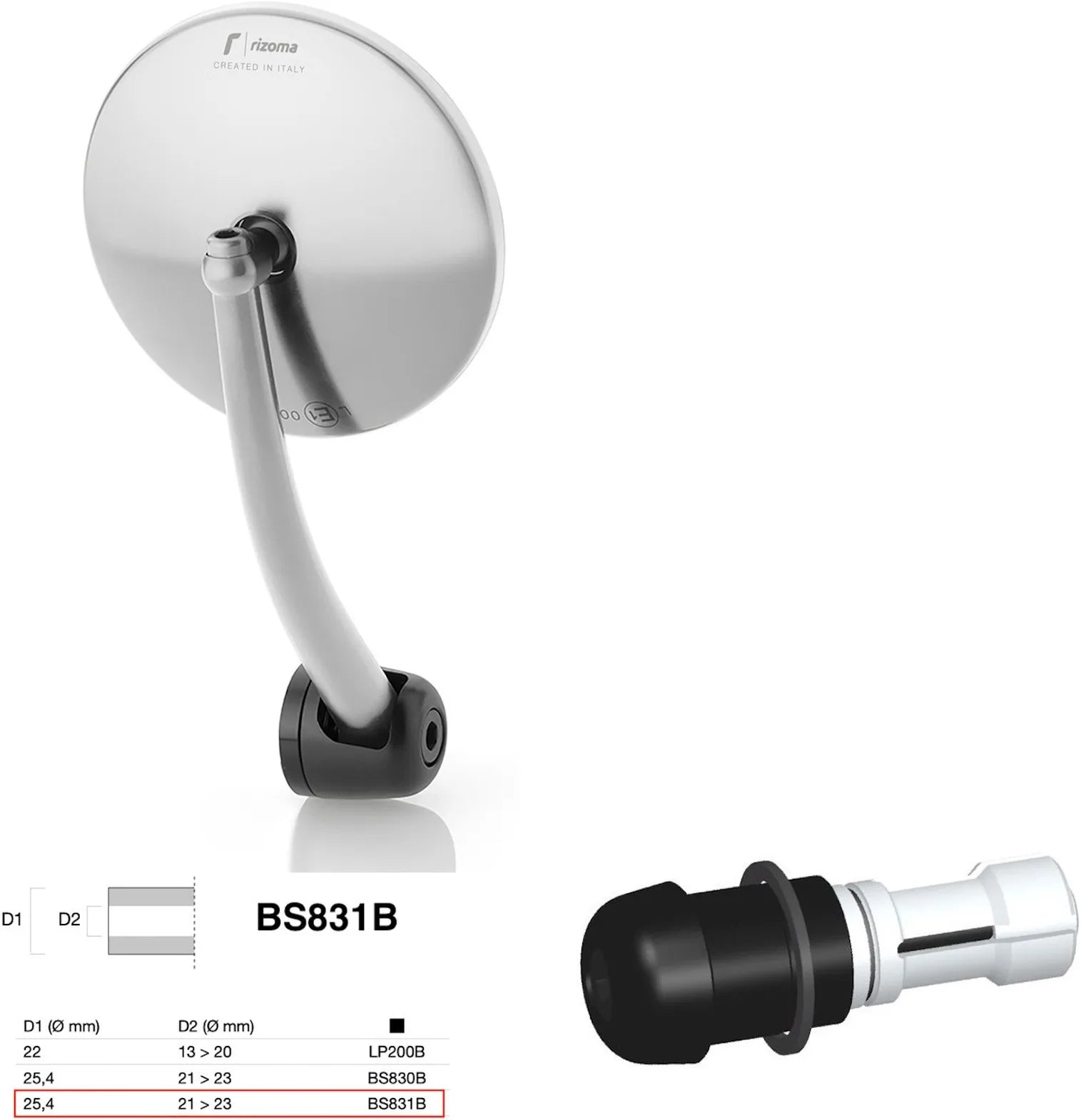 Mirror End Mount Left Universal Ø24,5(21>23) Spirit Rs - Rizoma Compatible With Kawasaki