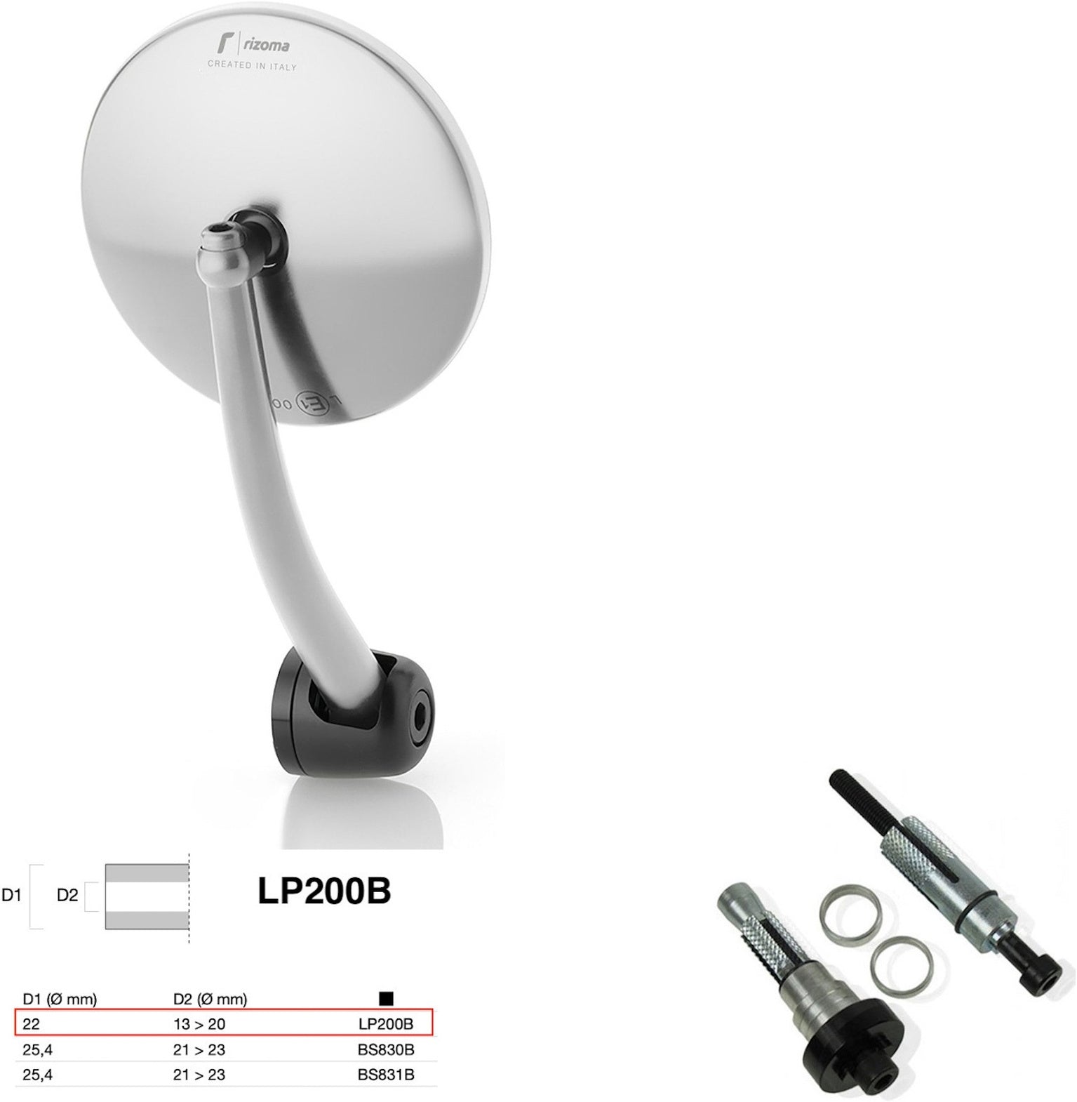 Mirror End Mount Left Universal Ø22(13>20) Spirit Rs - Rizoma Compatible With Moto Guzzi