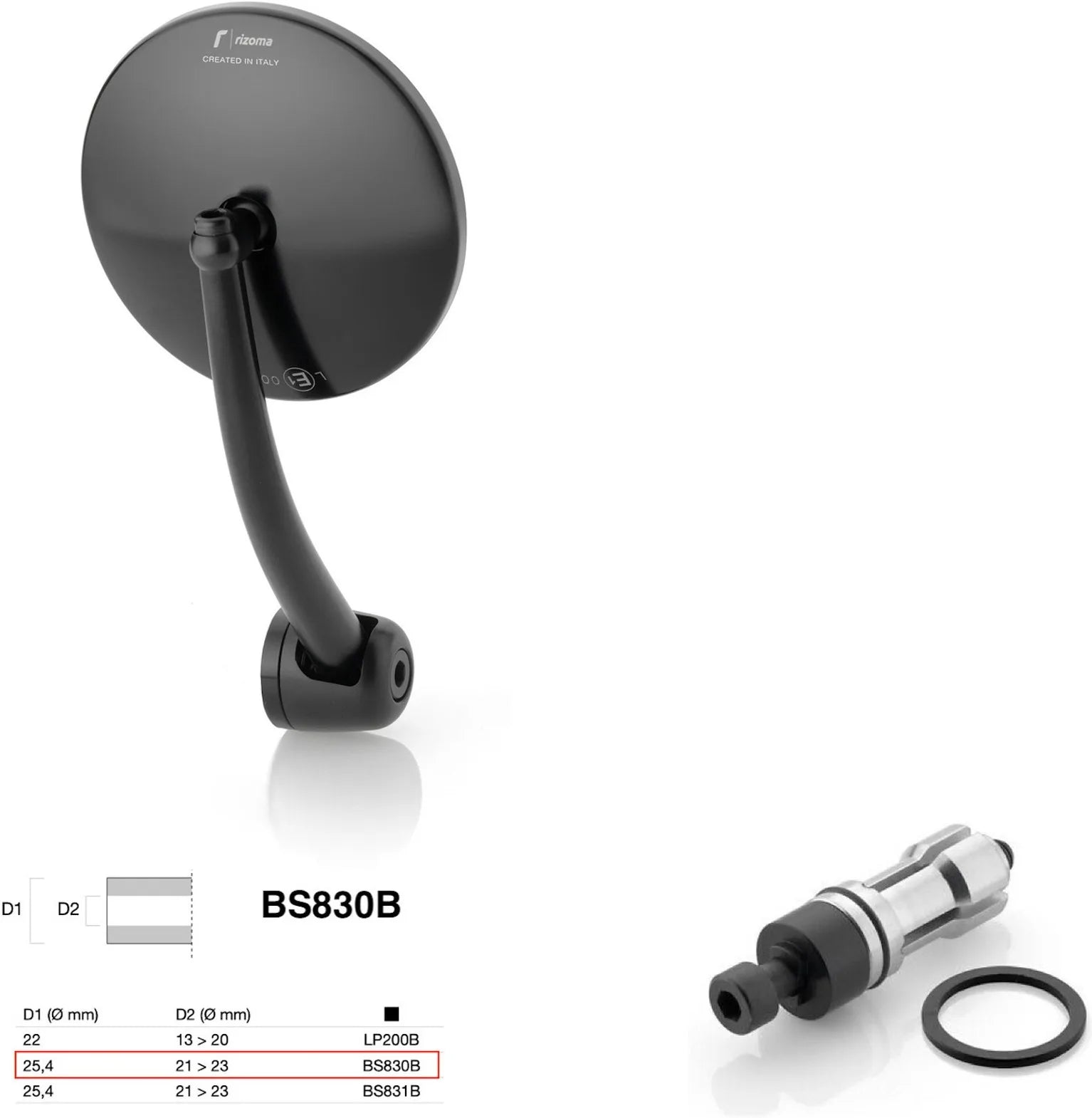 Mirror End Mount Right Universal Ø24,5(21>23) Spirit Rs - Rizoma Compatible With Ktm