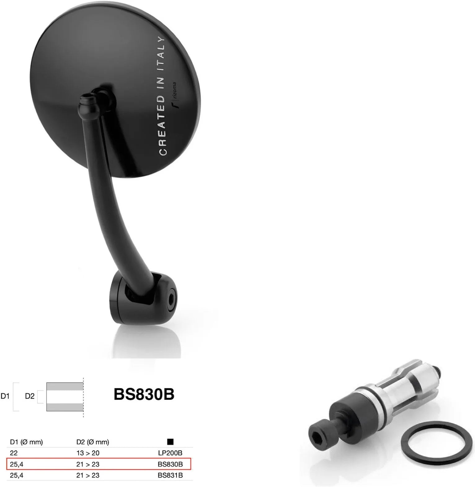 Mirror End Mount Left Universal Ø24,5(21>23) Spirit Rs - Rizoma Compatible With Ktm
