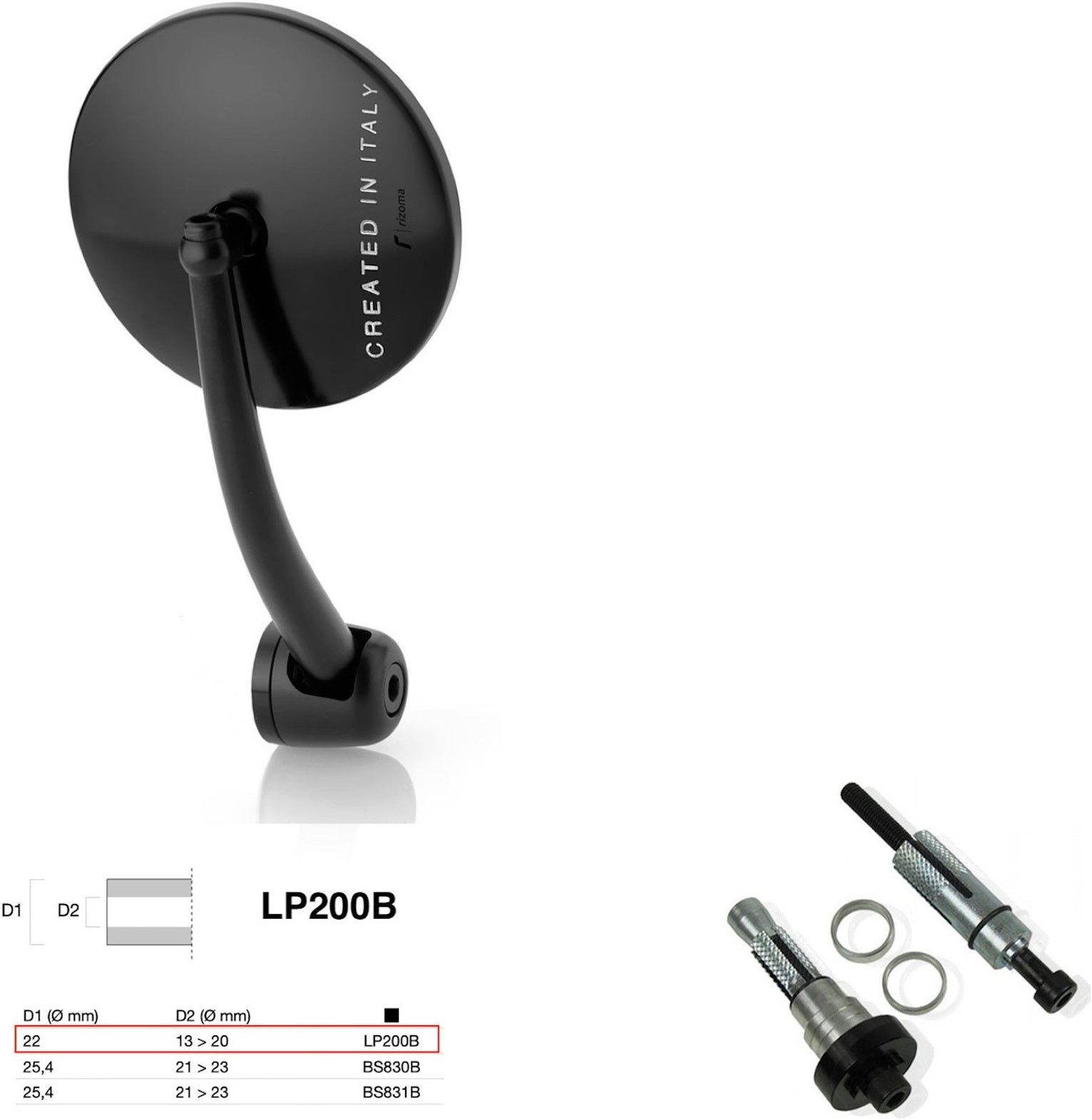 Mirror End Mount Right Universal Ø22(13>20) Spirit Rs - Rizoma Compatible With Moto Guzzi