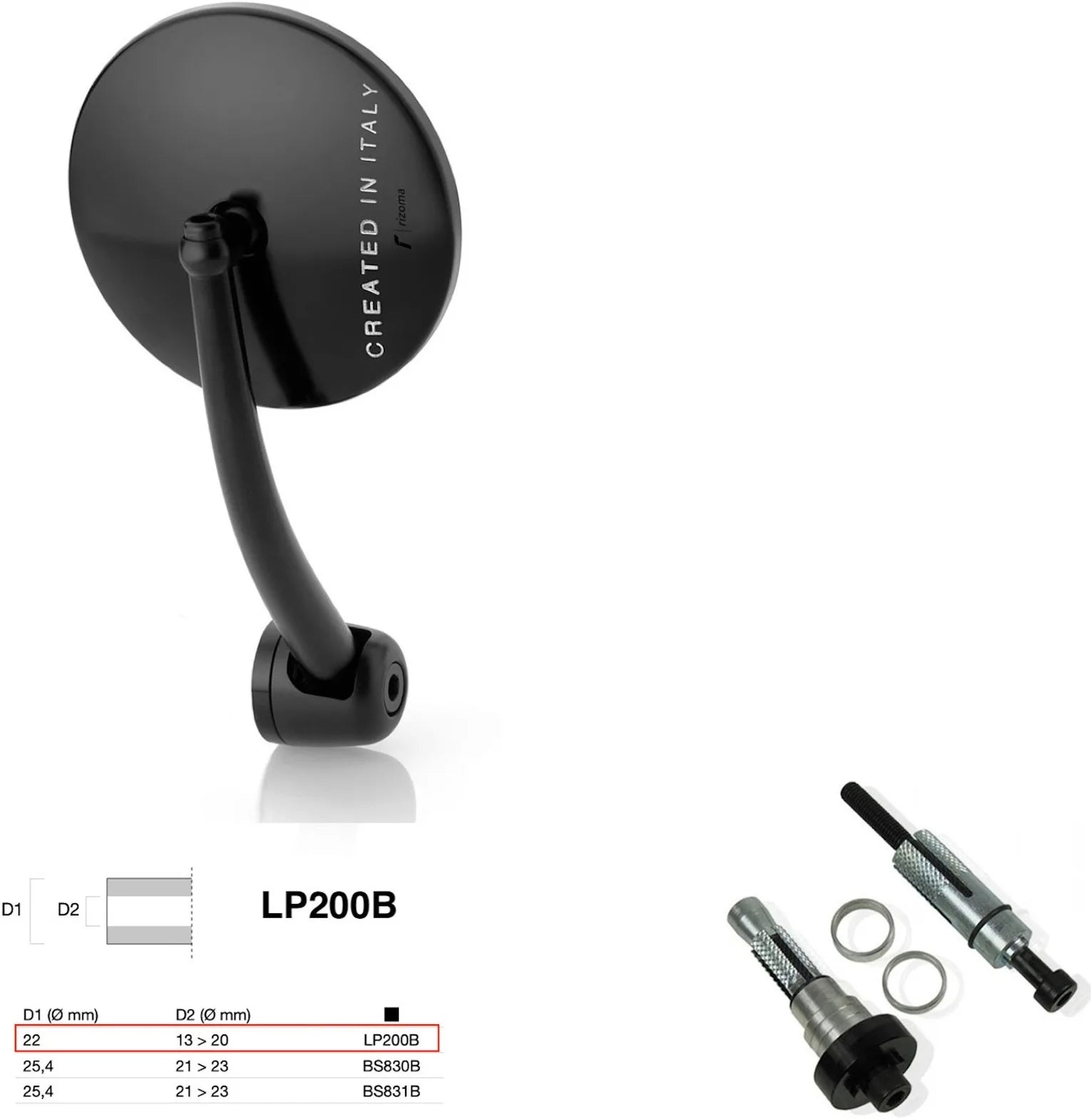 Mirror End Mount Right Universal Ø22(13>20) Spirit Rs - Rizoma Compatible With Mv Agusta