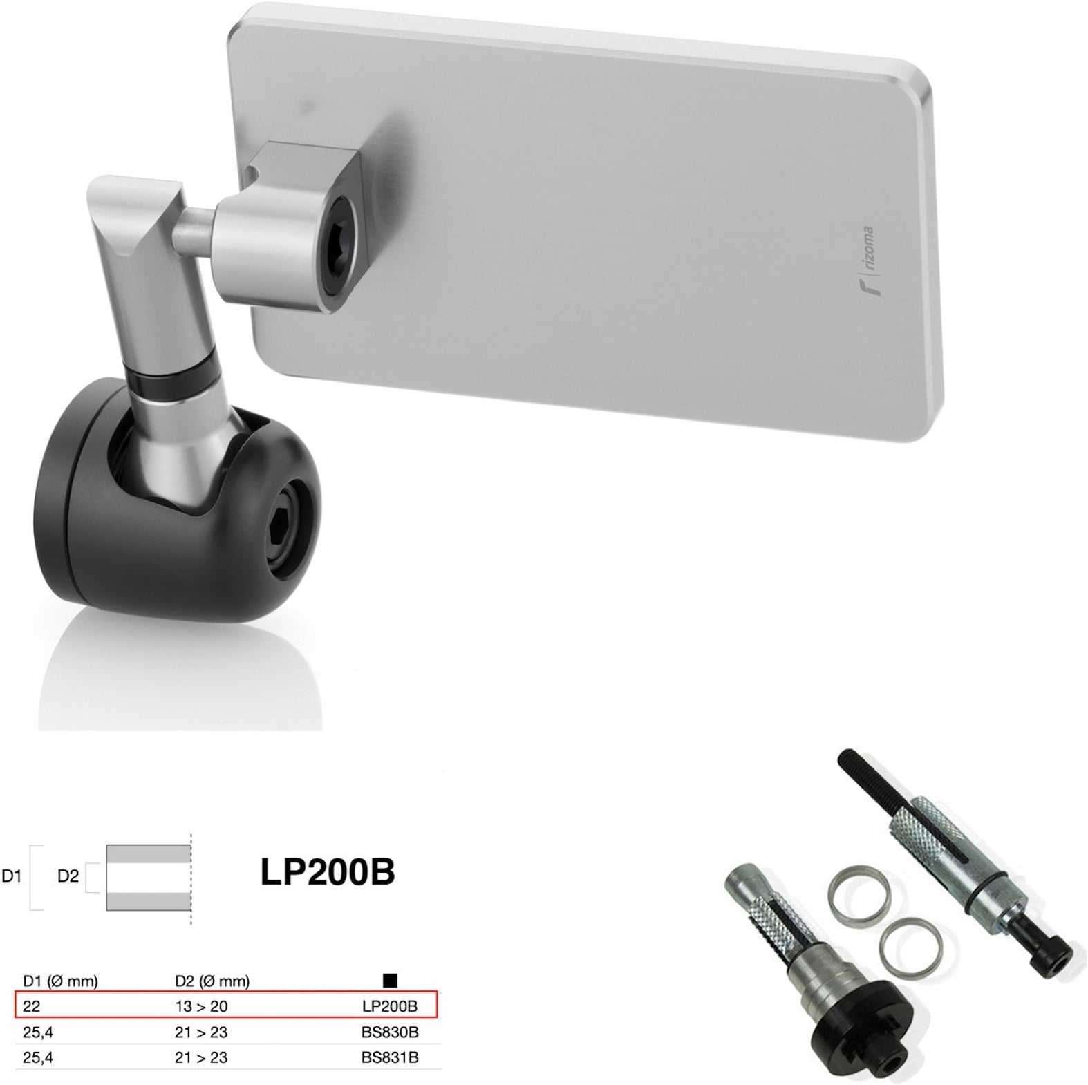 Mirror End Mount Right Universal Ø22(13>20) Quantum End - Rizoma Compatible With Aprilia