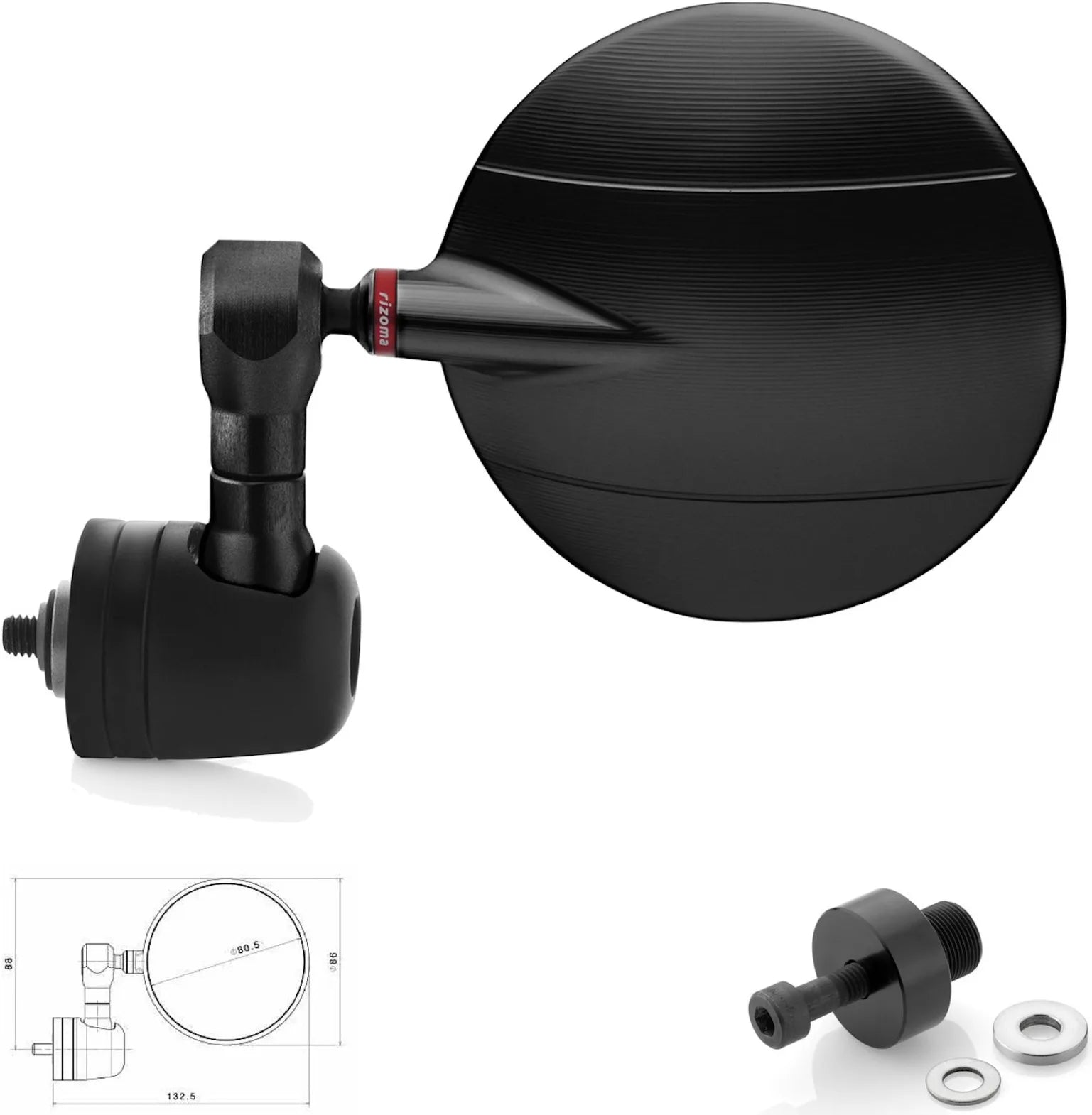 Mirror End Mount Left Spy-R Ø80 - Rizoma Compatible With Kawasaki Er-6 F (2012-2016)